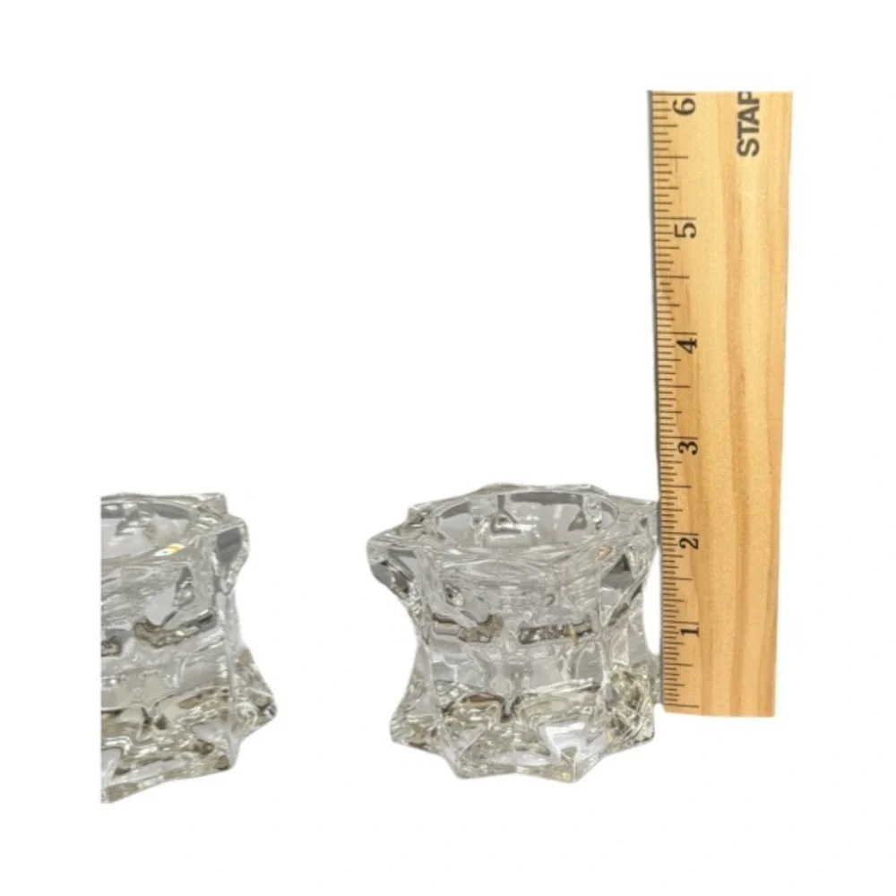 MIKASA “Starburst” Lead Crystal Glass Votive/Taper Candle Holders Set Of 2
